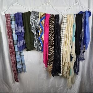 Lot Of 15 Scarves Scarf Mixed Bundle DIY Upcycle Flawed